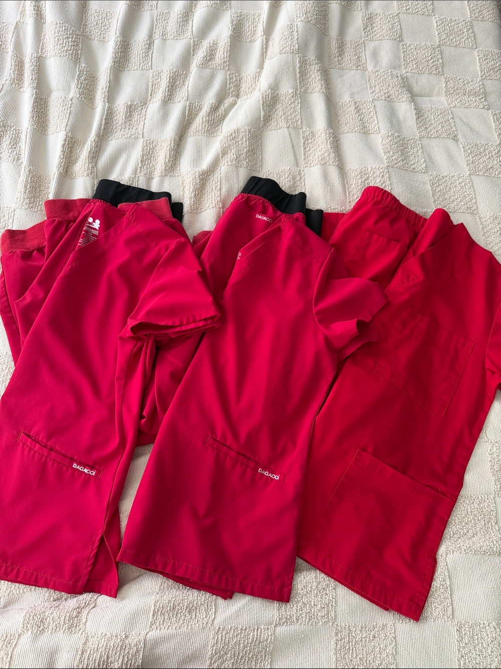 Bright Red Medical Scrub Tops - 3 Sets